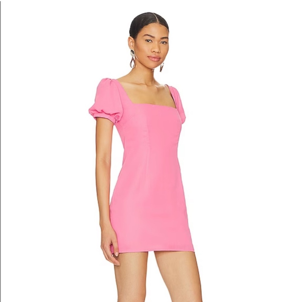 REVOLVE Pink Mini Dress with Puff Sleeves